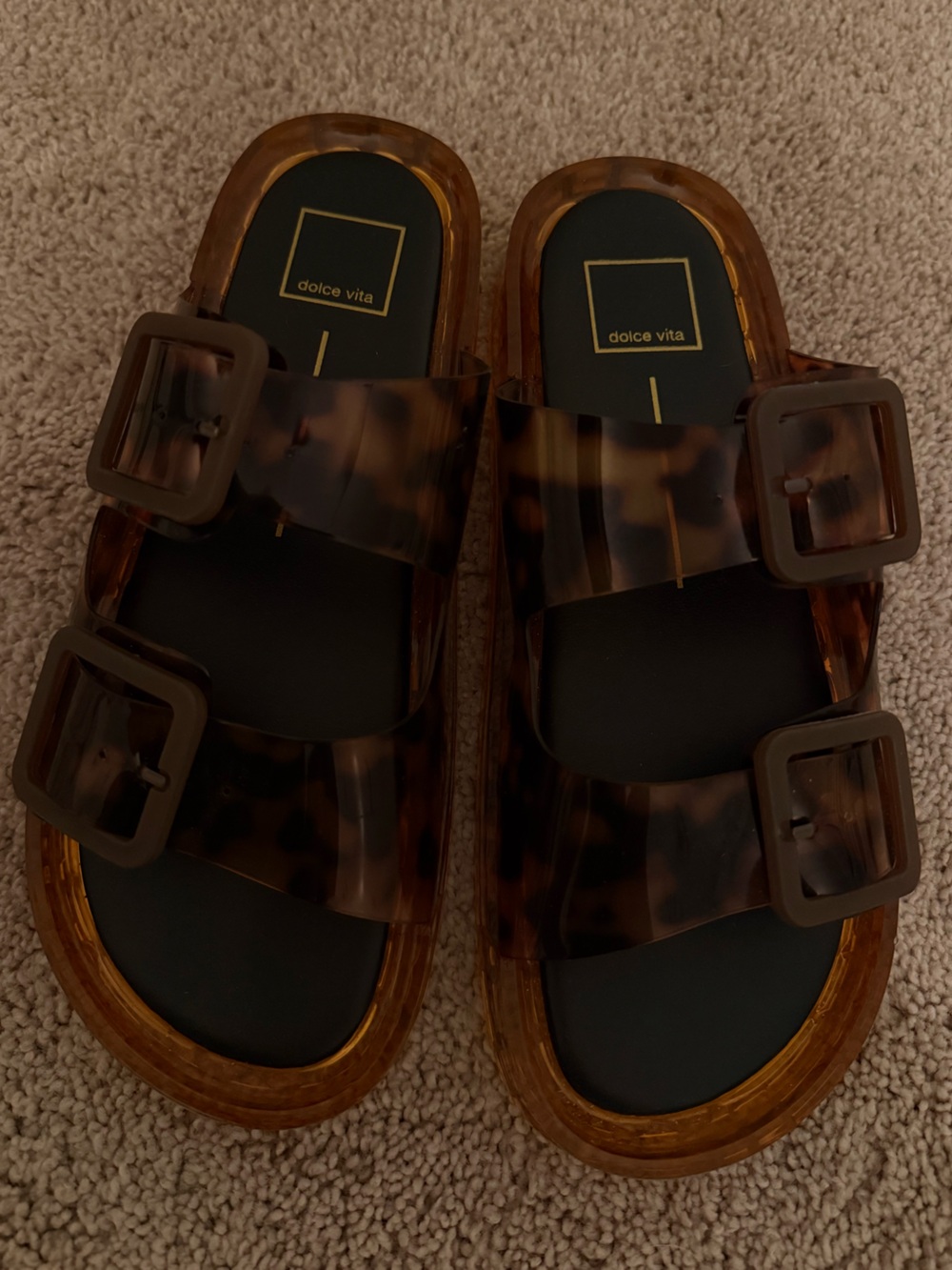 Dolce Vita Julio Tortoiseshell Vinyl Double Buckle Jelly Slides - Picture 5 of 7